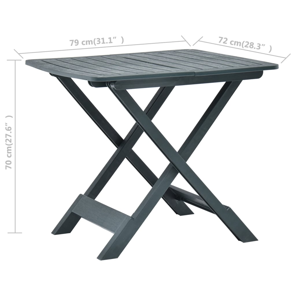 vidaXL Table pliable de jardin Vert 79x72x70 cm Plastique