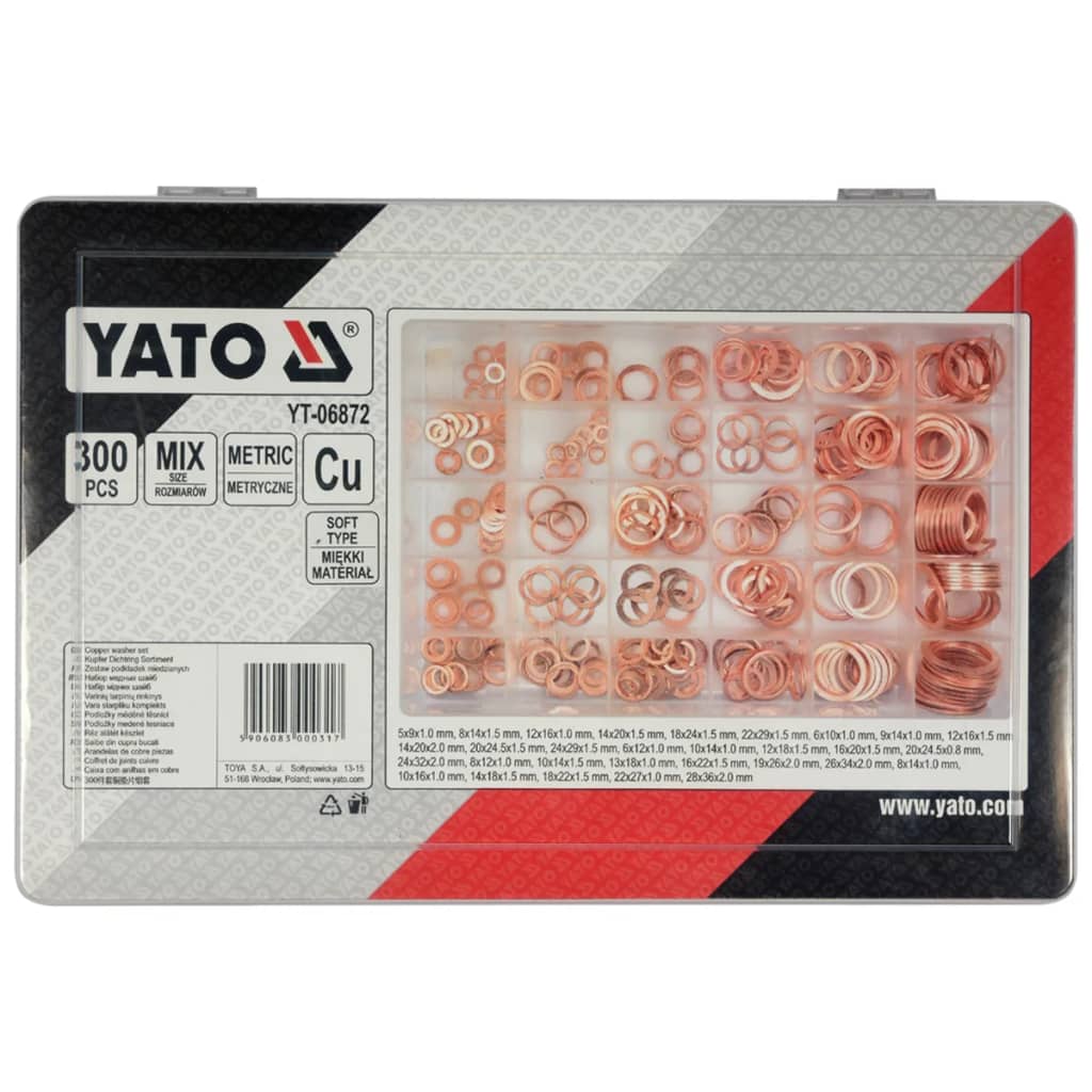 YATO Ensemble de 300 pièces de rondelles en cuivre YT-06872