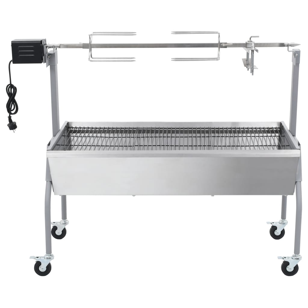 Rôtissoire électrique Avec Grill En Acier Inox - Pour Jardin - Moteur 220-240V - Dimensions 132x55x98 Cm
