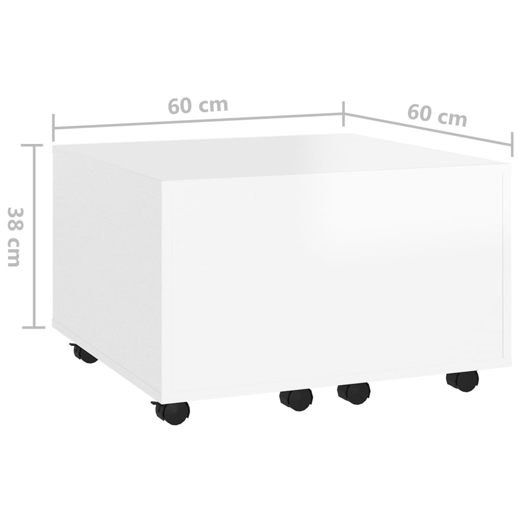 vidaXL Table basse Blanc brillant 60x60x38 cm Aggloméré