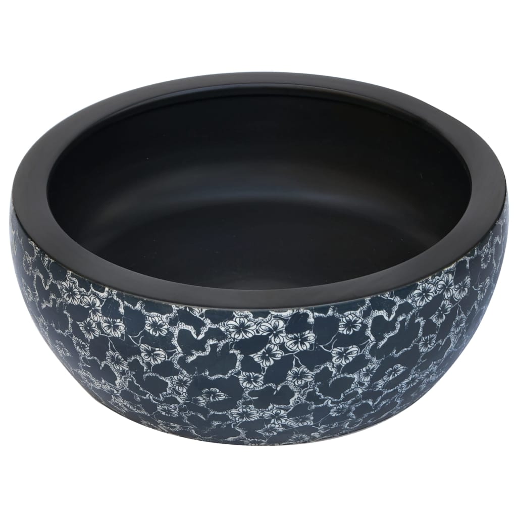 vidaXL Vasque à poser noir et bleu rond Φ41x14 cm céramique