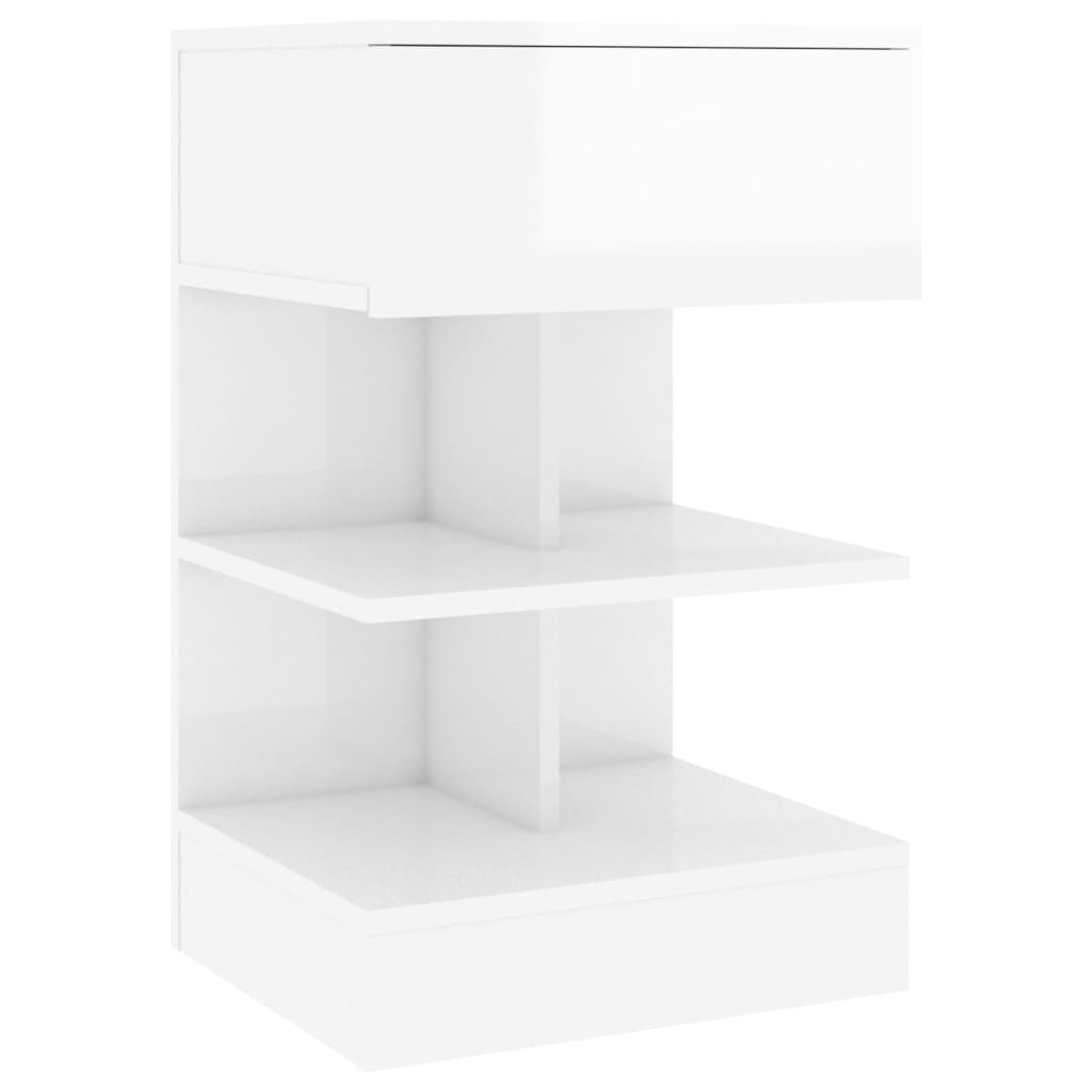 vidaXL Table de chevet Blanc brillant 40x35x65 cm Aggloméré