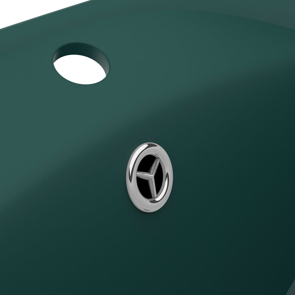 vidaXL Lavabo ovale à trop-plein Vert foncé mat 58,5x39 cm Céramique