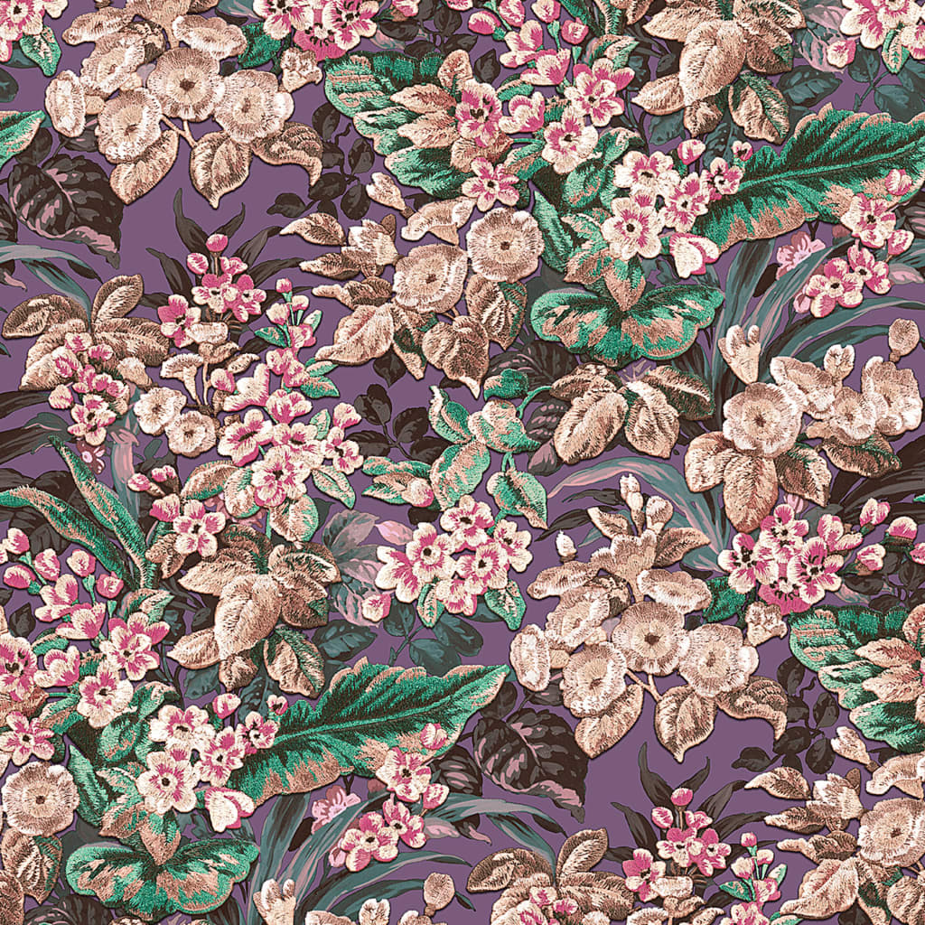 DUTCH WALLCOVERINGS Papier peint floral Violet