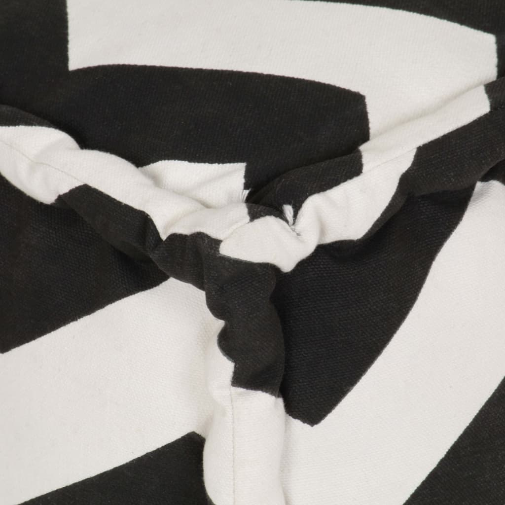 vidaXL Pouf Cube en coton avec motif 40 x 40 cm Noir et blanc