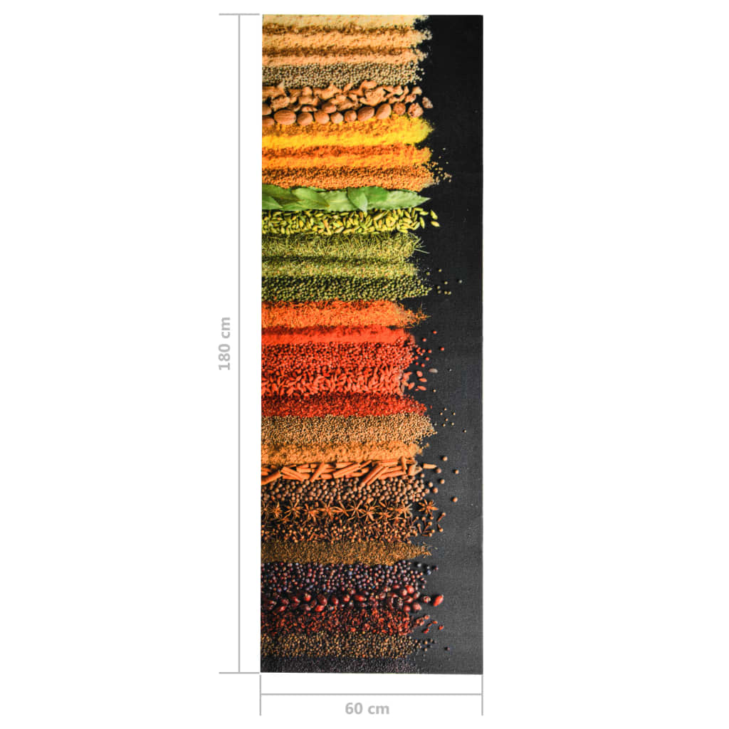 vidaXL Tapis de sol de cuisine lavable Épice 60x180 cm