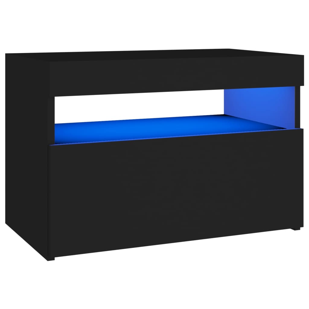 vidaXL Table de chevet avec lumières LED noir 60x35x40 cm