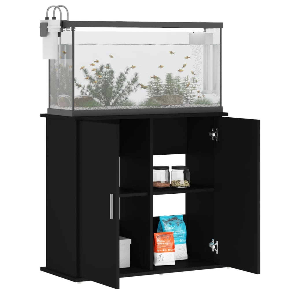 vidaXL Support pour aquarium noir 81x36x73 cm bois d'ingénierie