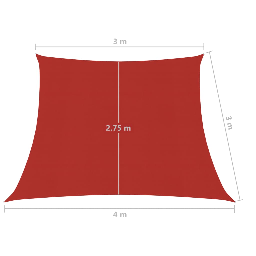 vidaXL Voile d'ombrage 160 g/m² Rouge 3/4x3 m PEHD