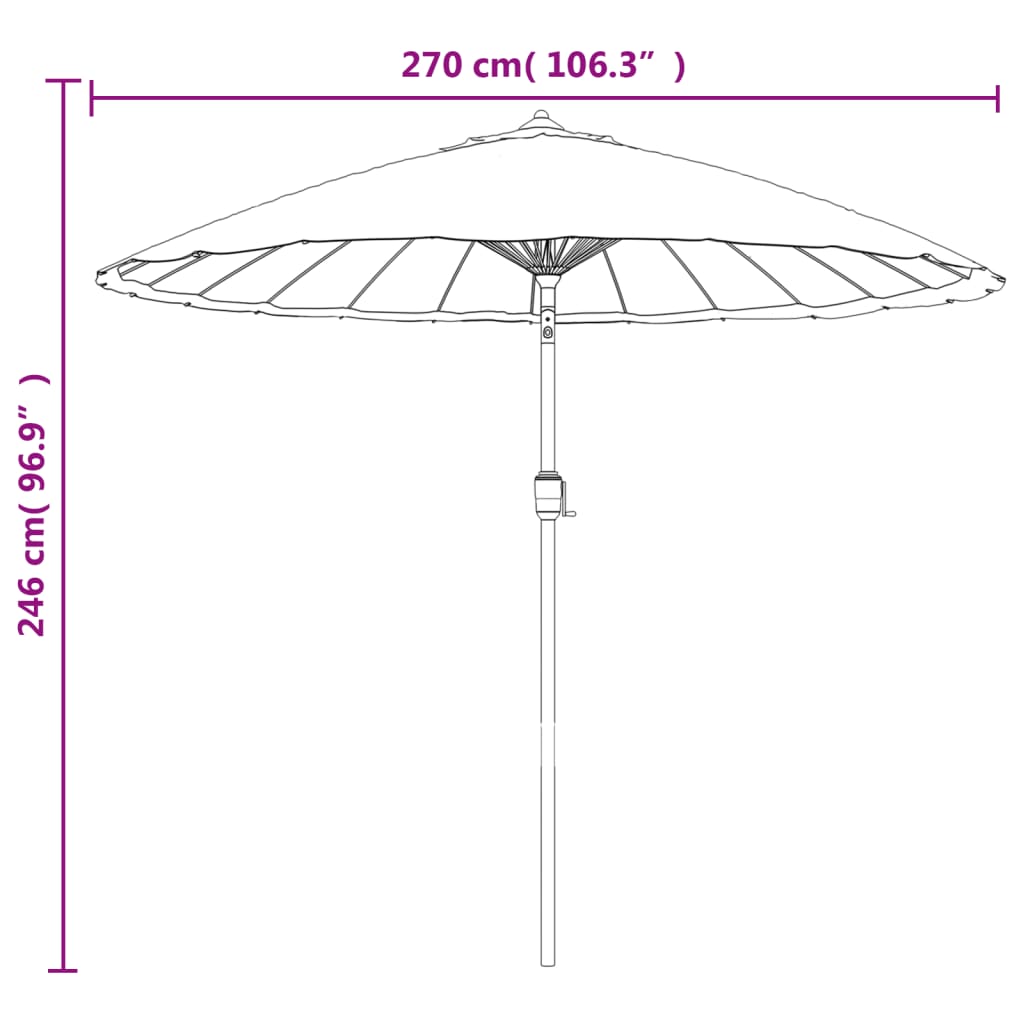 vidaXL Parasol d'extérieur avec mât en aluminium 270 cm Taupe
