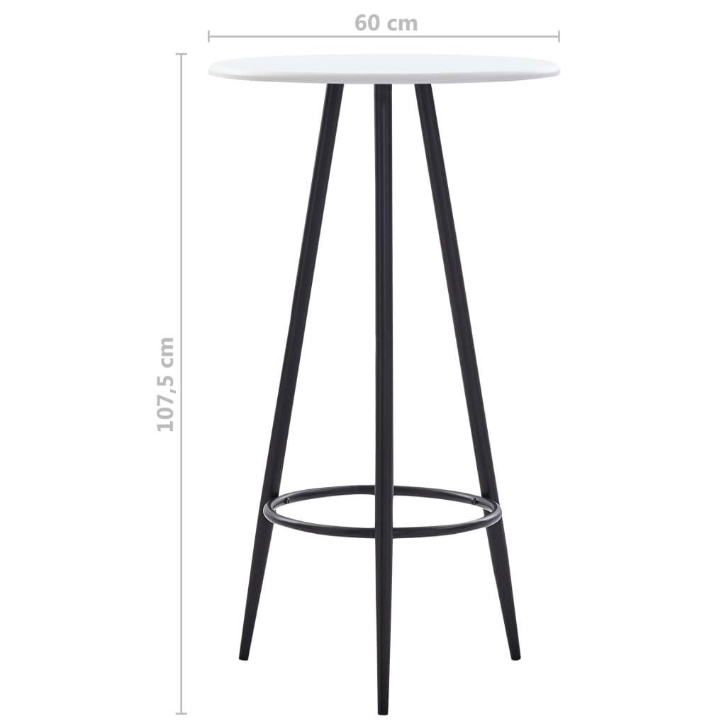 vidaXL Table de bar Blanc 60 x 107,5 cm MDF