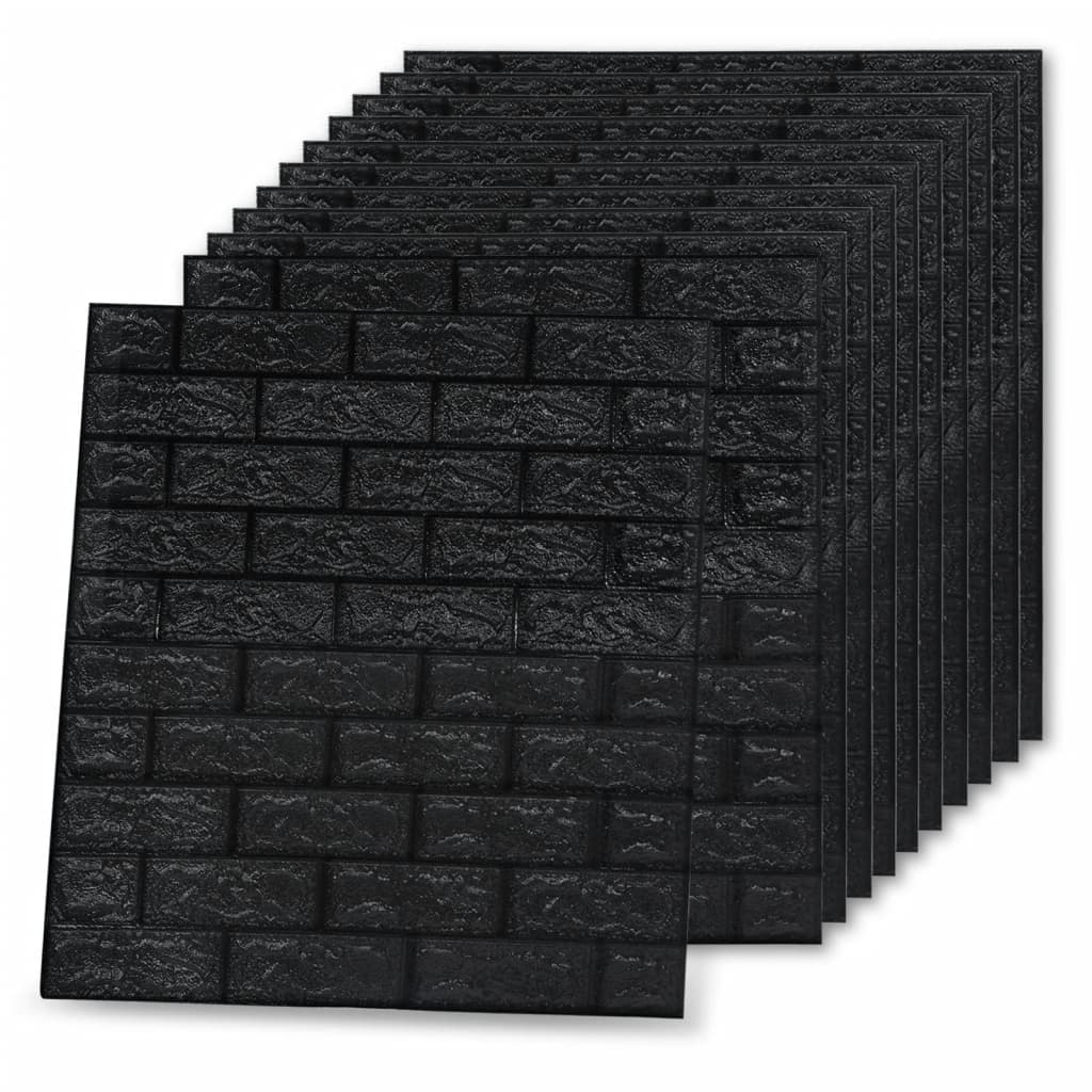 vidaXL Papier peint 3D autoadhésif Briques 20 pcs Noir