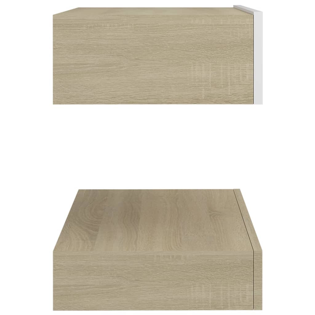 vidaXL Tables de chevet 2 pcs Blanc et chêne sonoma 60x35 cm Aggloméré