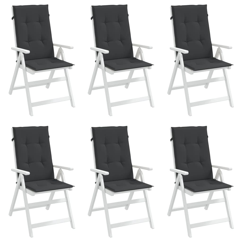vidaXL Coussins de chaise de jardin à dossier haut lot de 6 noir tissu