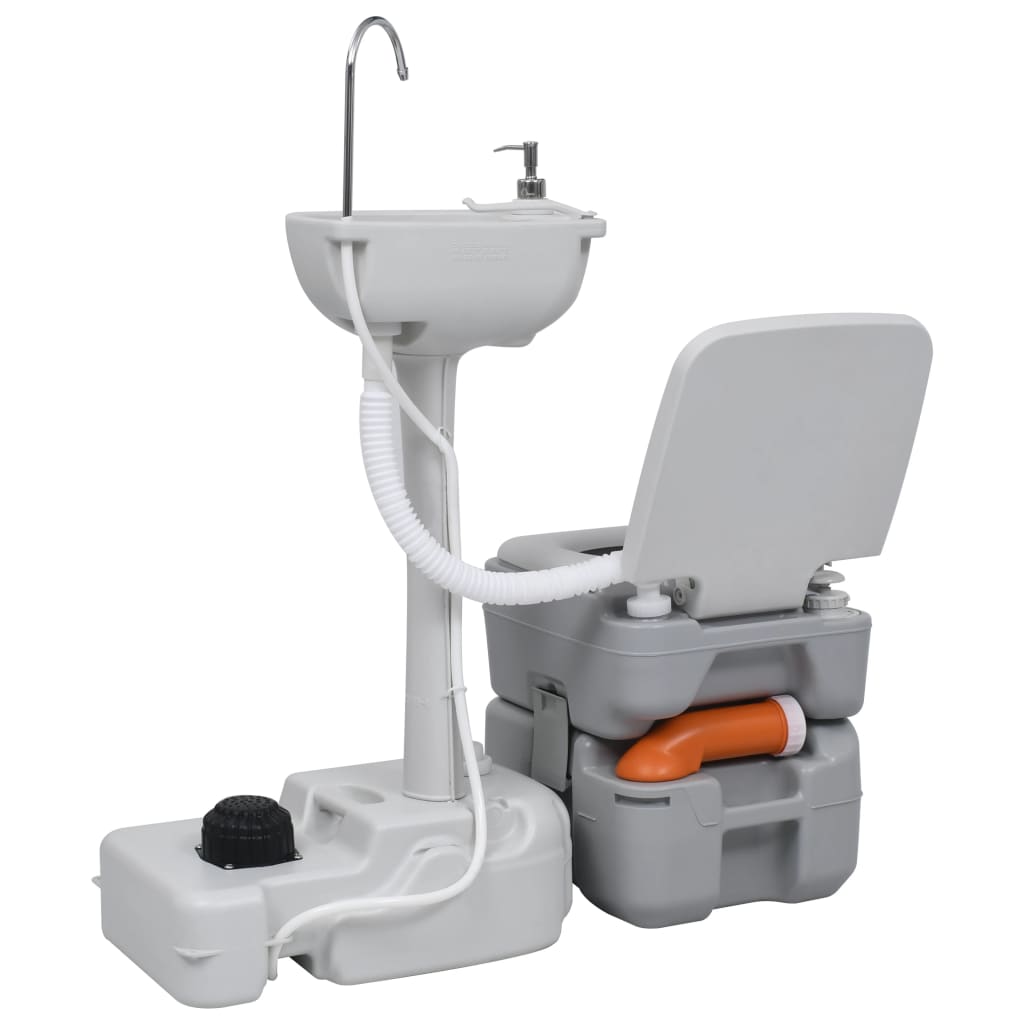 Évier De Camping Tidobit CHH-7702 – Pompe à Pied Mobile Sur Roues – Gris – Neuf