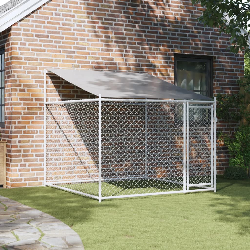 vidaXL Cage pour chien avec toit et porte gris 2x2x2 m acier galvanisé