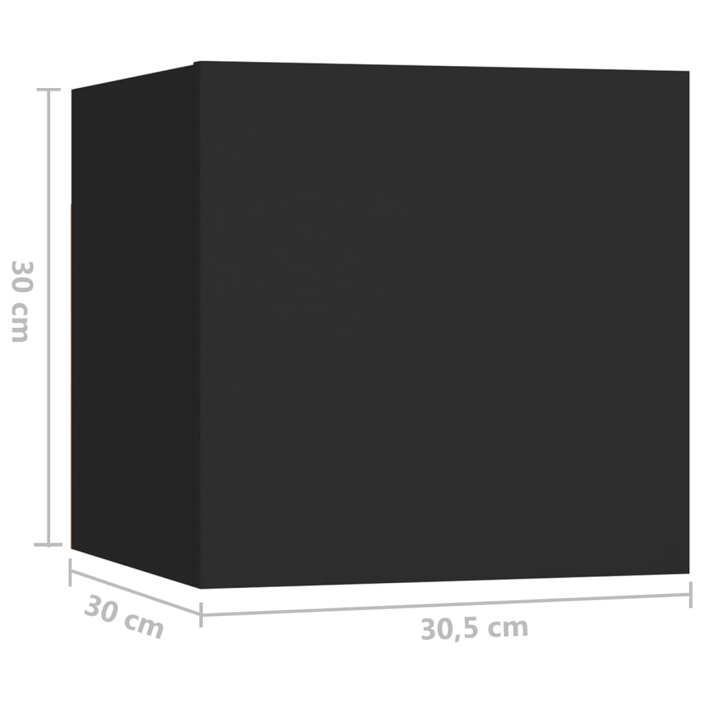 vidaXL Tables de chevet 2 pcs Noir 30,5x30x30 cm Aggloméré