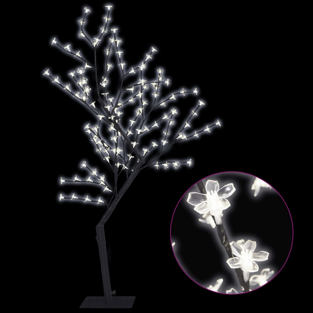 vidaXL Sapin de Noël 128 LED blanc froid Cerisier en fleurs 120 cm