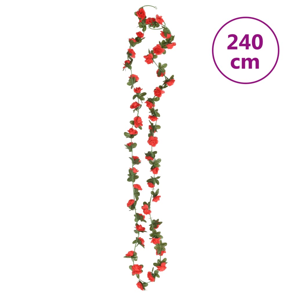 vidaXL Guirlandes de fleurs artificielles 6 pcs rouge 240 cm