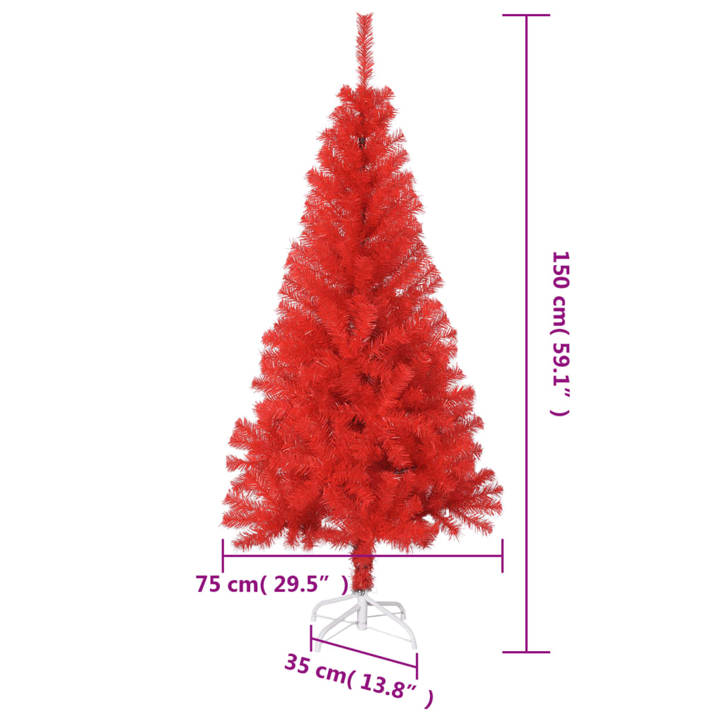 vidaXL Sapin de Noël artificiel avec support rouge 150 cm PVC