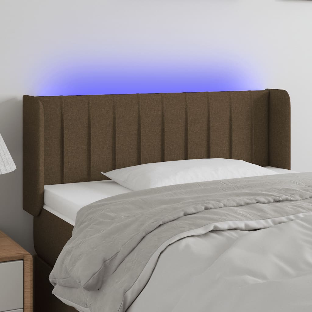 vidaXL Tête de lit à LED Marron foncé 83x16x78/88 cm Tissu