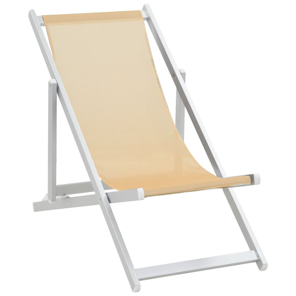 vidaXL Chaise de plage pliable 2pcs Aluminium et Textilène Blanc cassé