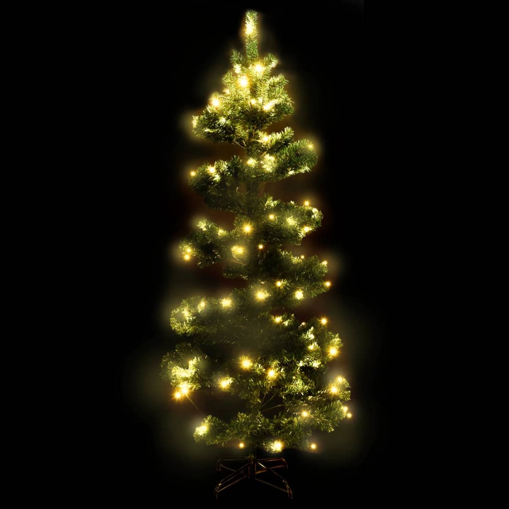 vidaXL Arbre de Noël hélicoïdal avec support et LED Vert 180 cm PVC