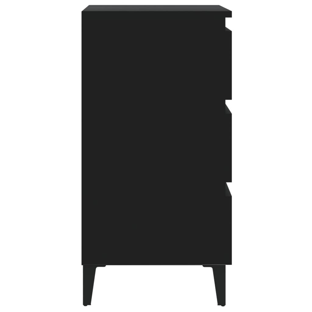 vidaXL Tables de chevet avec pieds en métal 2 pcs Noir 40x35x69 cm
