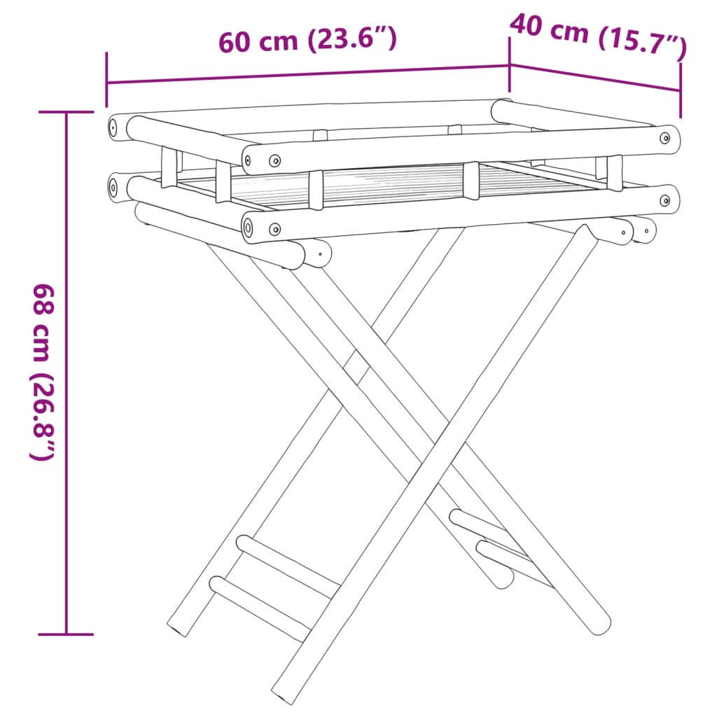 vidaXL Table à plateau pliante 60x40x68 cm bambou