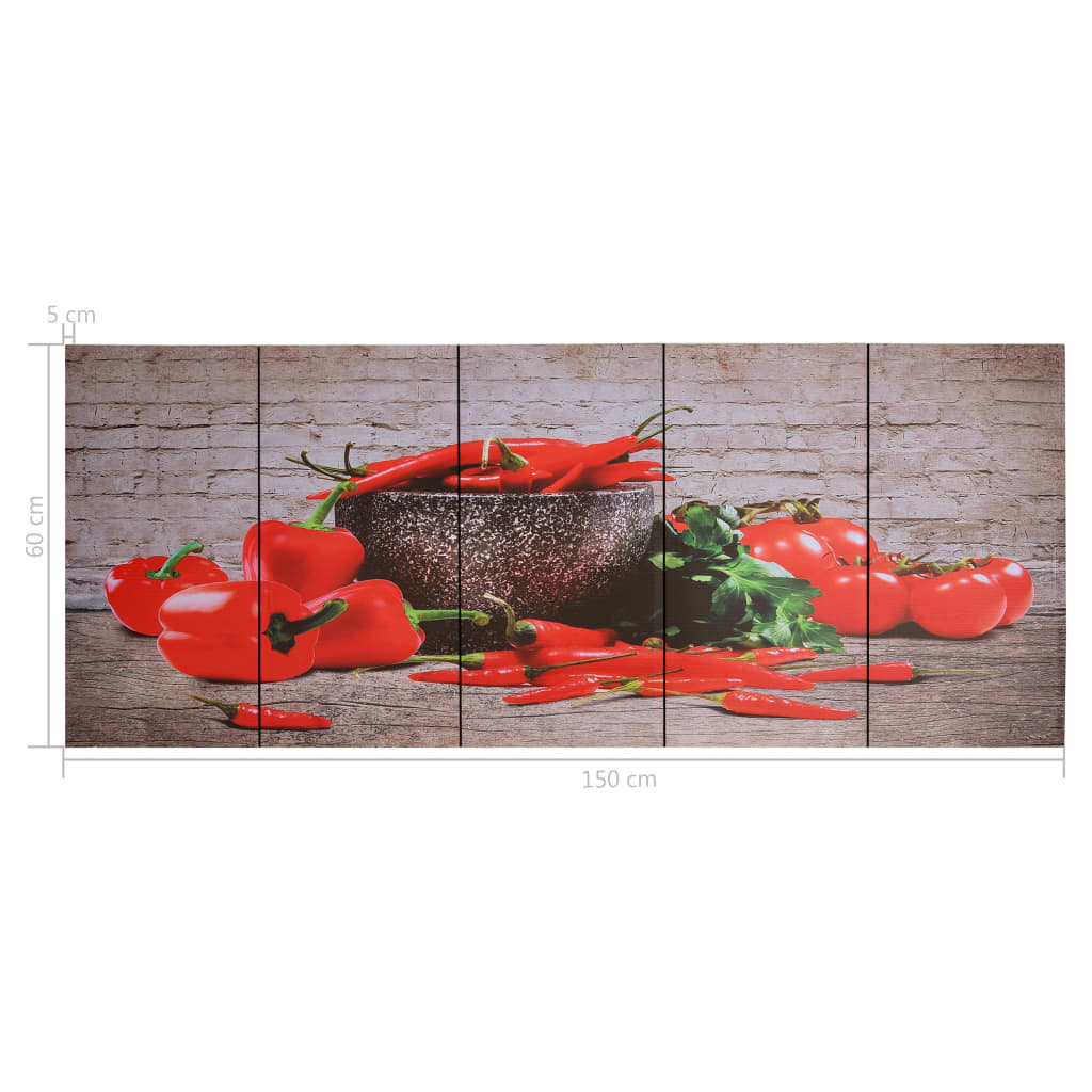 vidaXL Jeu de tableau sur toile Paprikas Multicolore 150x60 cm