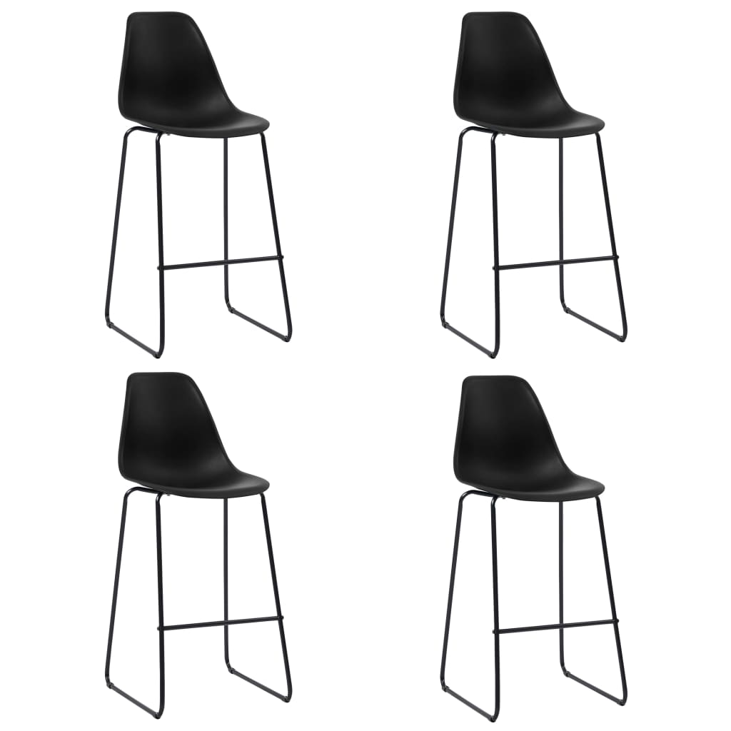 vidaXL Chaises de bar lot de 4 noir plastique