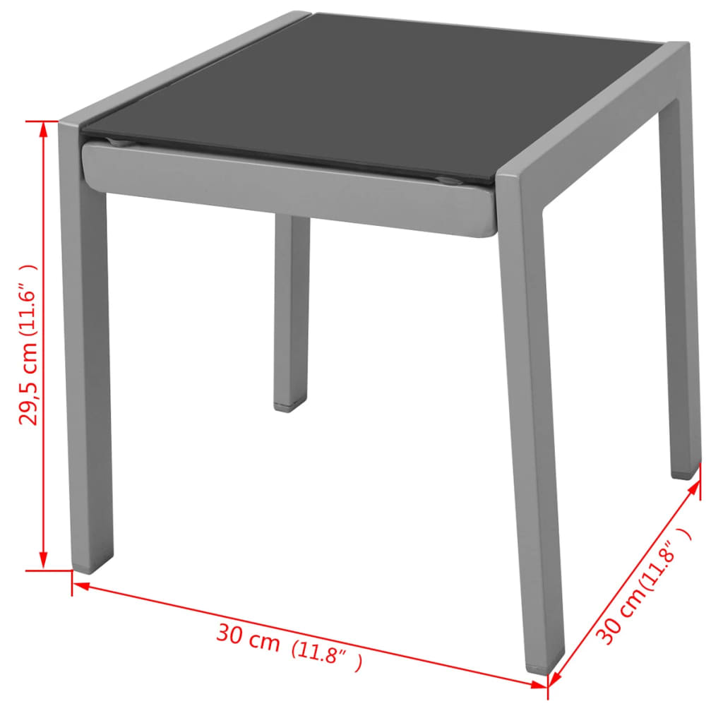 vidaXL Chaises longues avec table Aluminium Noir