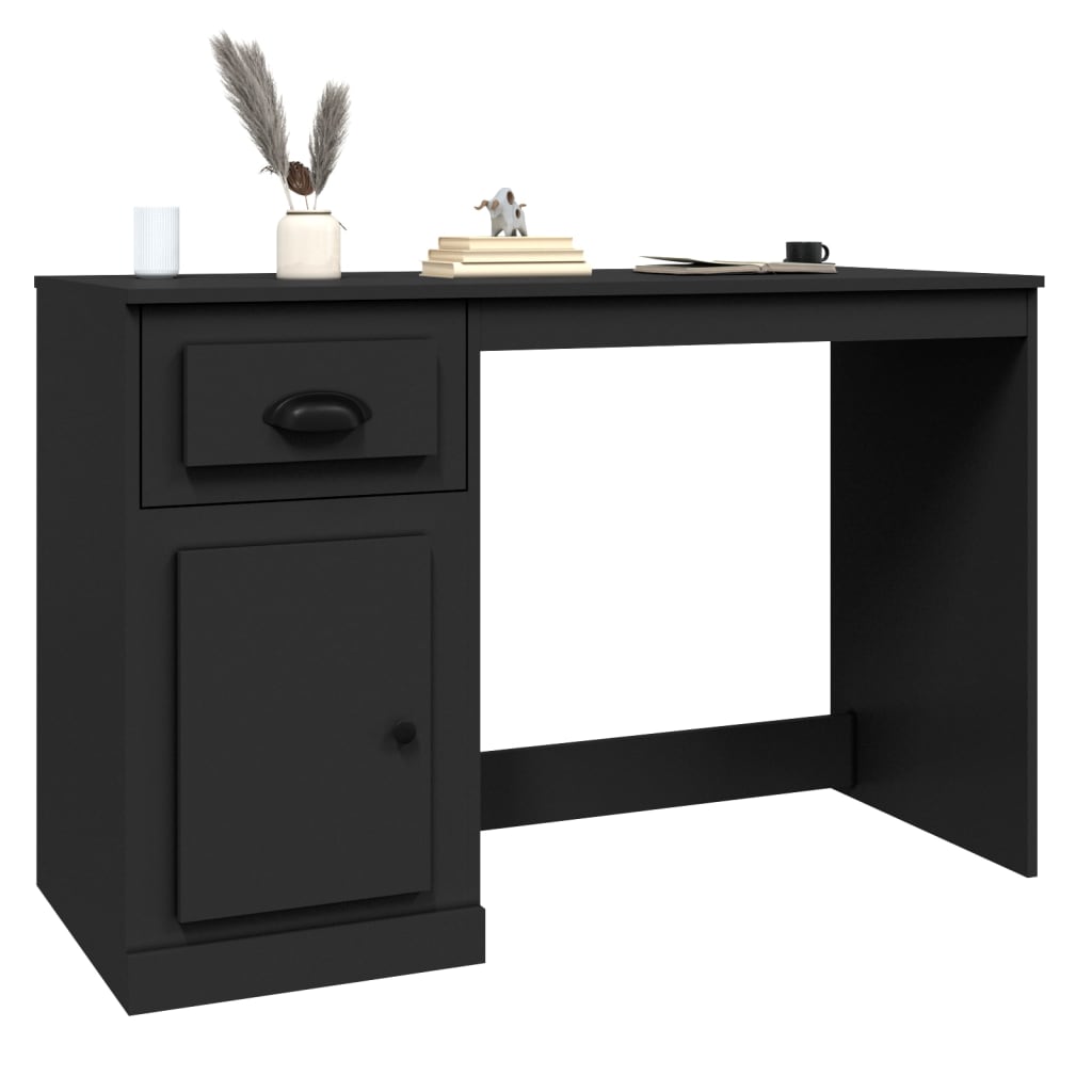 vidaXL Bureau avec tiroir noir 115x50x75 cm bois d'ingénierie