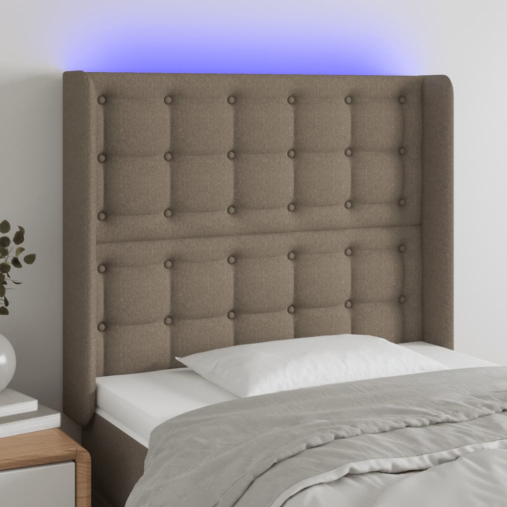 vidaXL Tête de lit à LED Taupe 93x16x118/128 cm Tissu