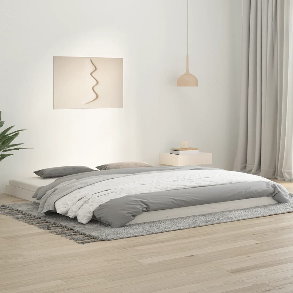 vidaXL Cadre de lit blanc 180x200 cm Super King bois de pin massif
