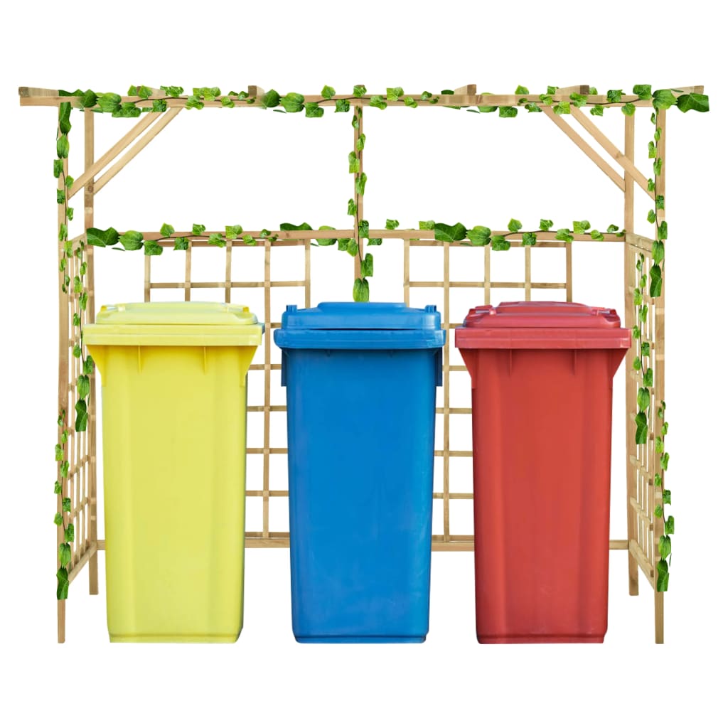 vidaXL Pergola de jardin pour poubelles triples Bois de pin imprégné