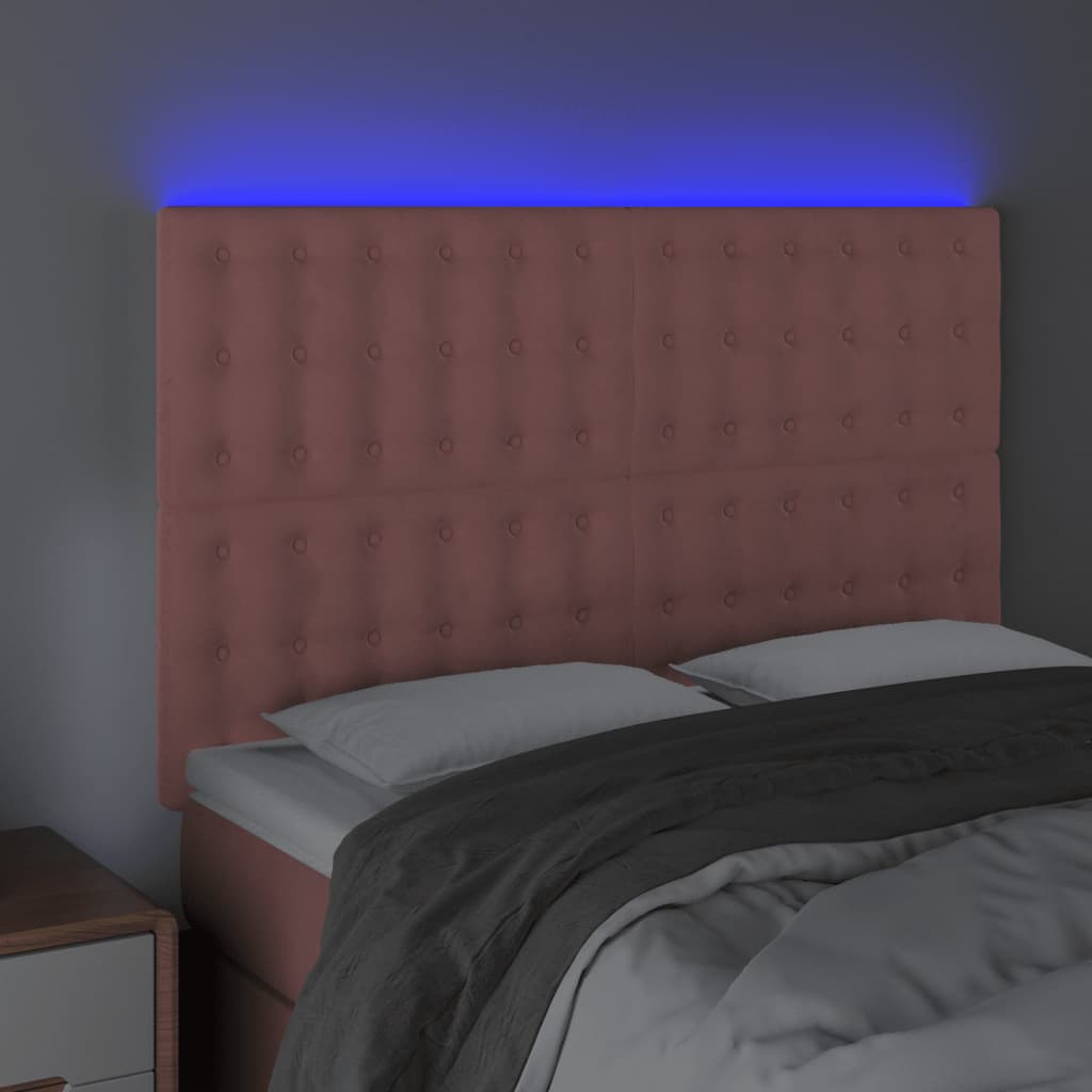 vidaXL Tête de lit à LED Rose 144x5x118/128 cm Velours