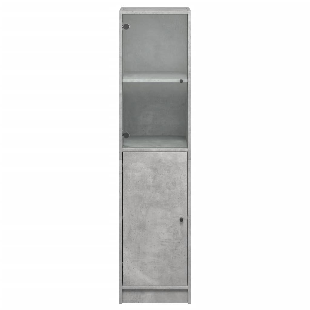 vidaXL Buffet avec porte en verre gris béton 35x37x142 cm