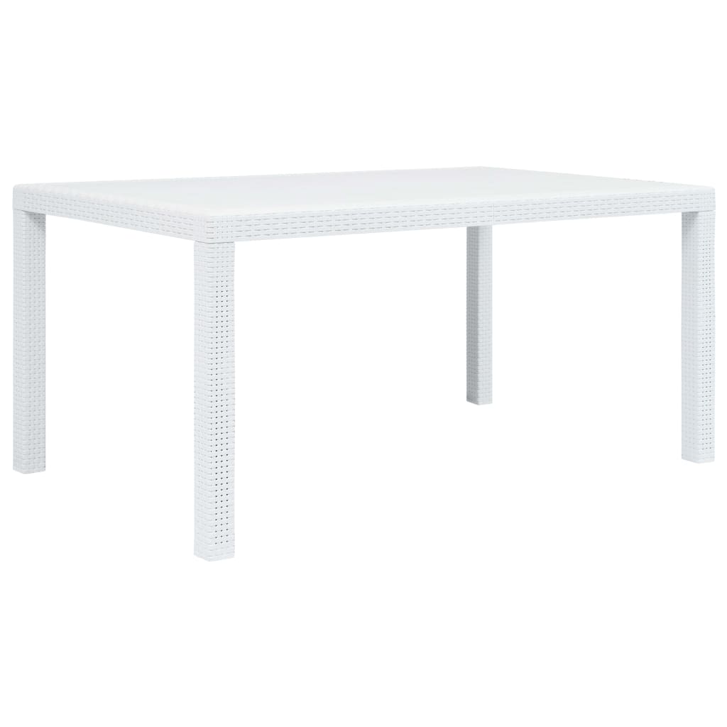 vidaXL Table de jardin Blanc 150x90x72 cm Plastique Aspect de rotin