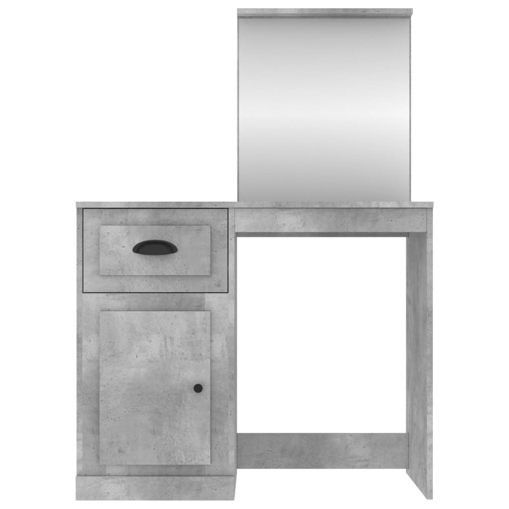 vidaXL Coiffeuse et miroir gris béton 90x50x132,5 cm bois d'ingénierie