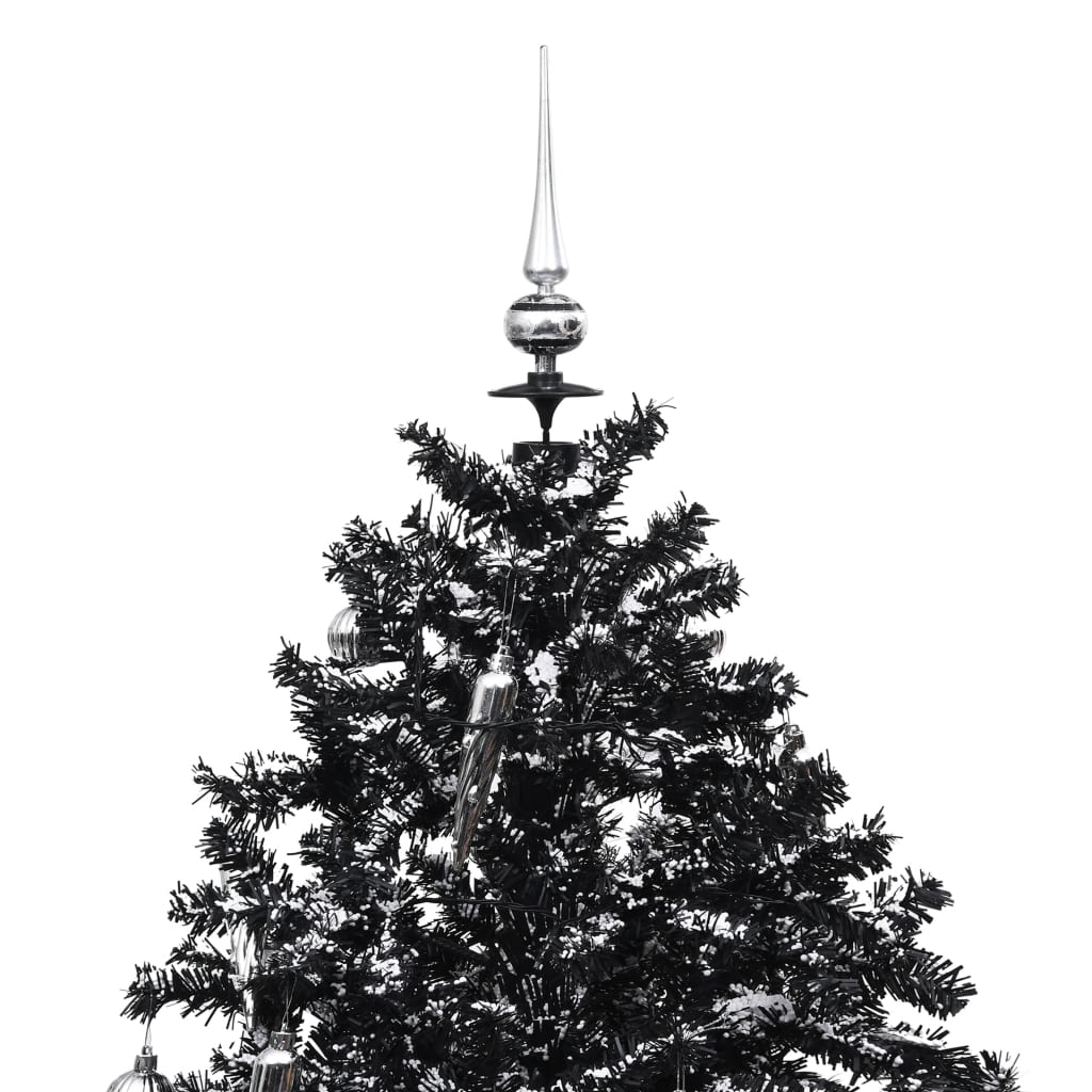 vidaXL Arbre de Noël neigeux avec base de parapluie Noir 170 cm PVC