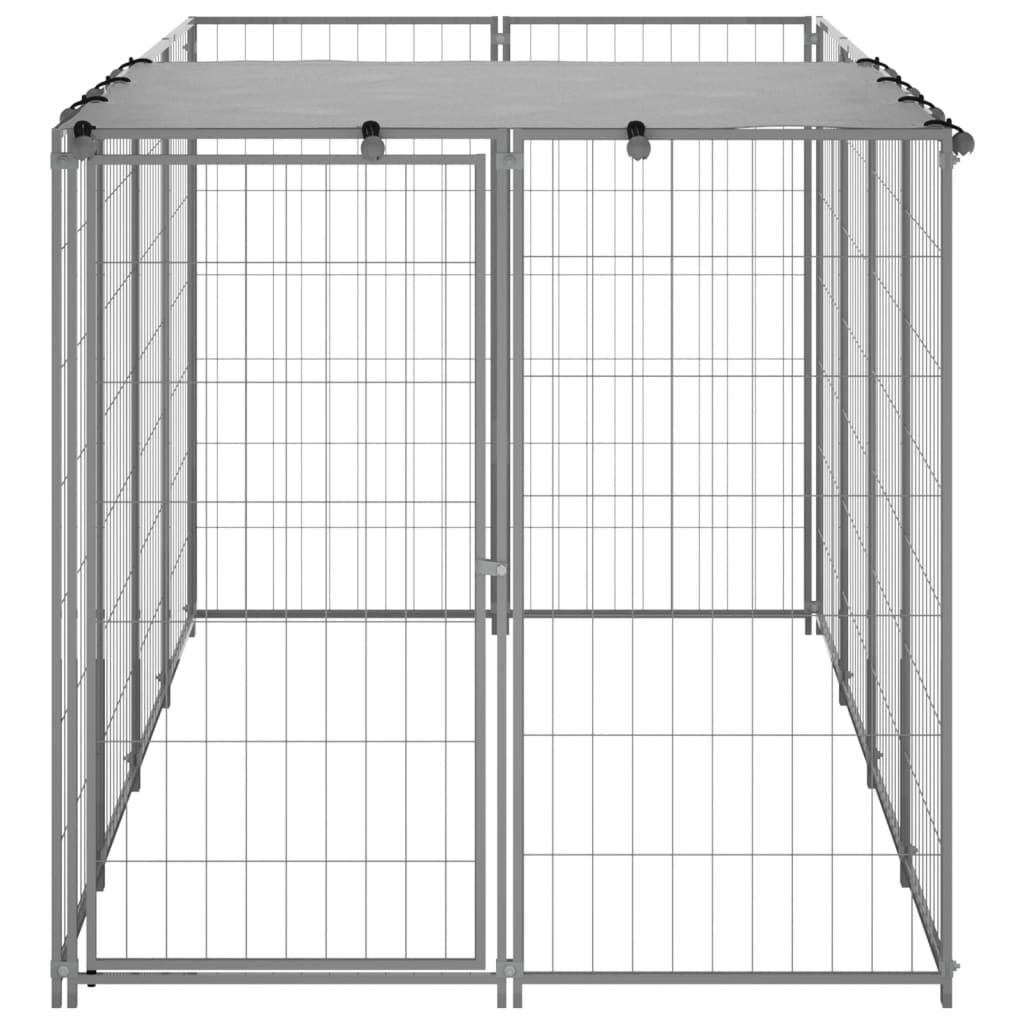 vidaXL Chenil Argenté 2,42 m² Acier