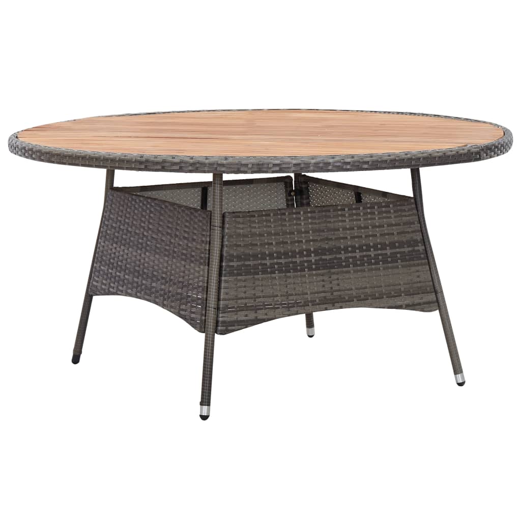 vidaXL Table de jardin Gris 150x74 cm Résine tressée et bois d'acacia