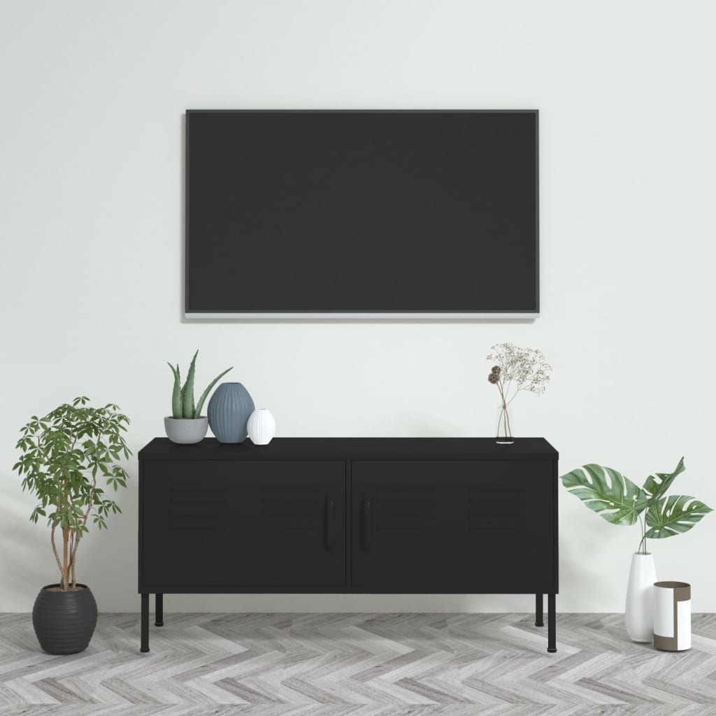 vidaXL Meuble TV Noir 105x35x50 cm Acier
