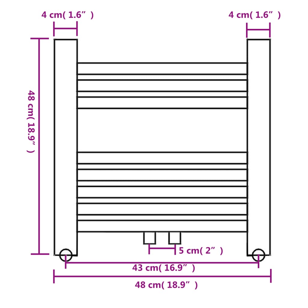 vidaXL Radiateur sèche-serviettes vertical de salle de bain 480x480 mm