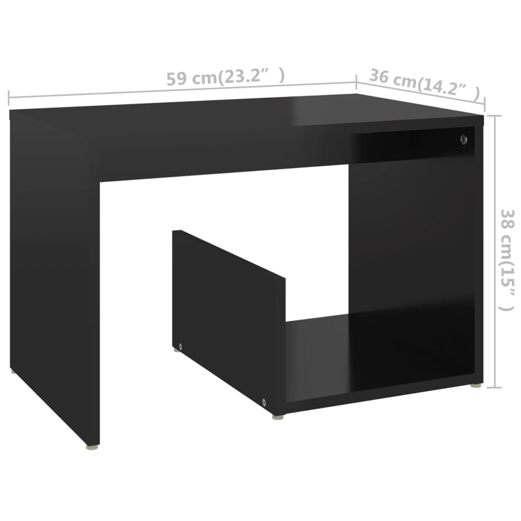 vidaXL Table d'appoint Noir brillant 59x36x38 cm Aggloméré
