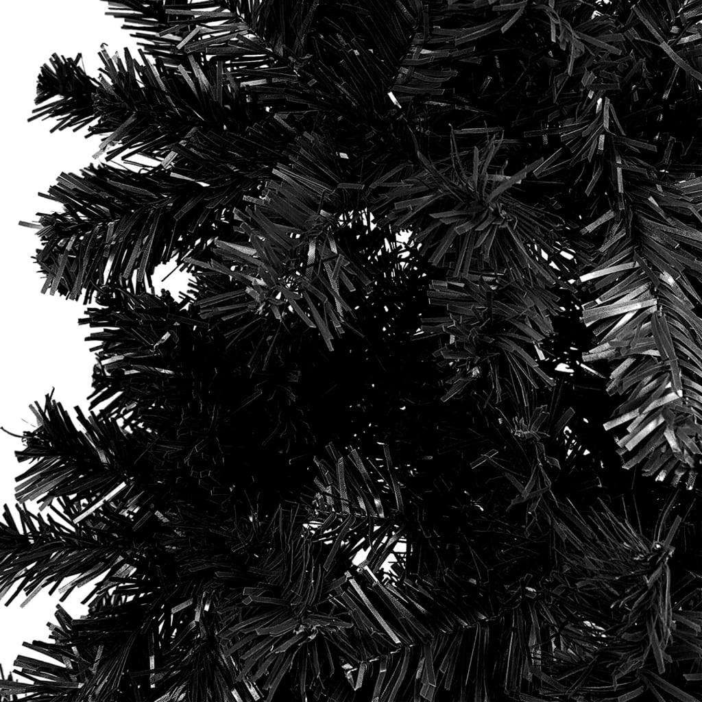 vidaXL Arbre de Noël mince pré-éclairé noir 180 cm