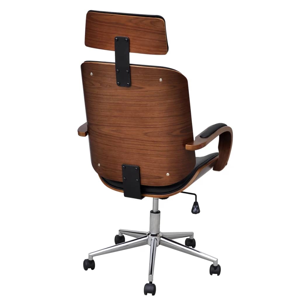 vidaXL Chaise de bureau avec appuie-tête Bois cintré Similicuir