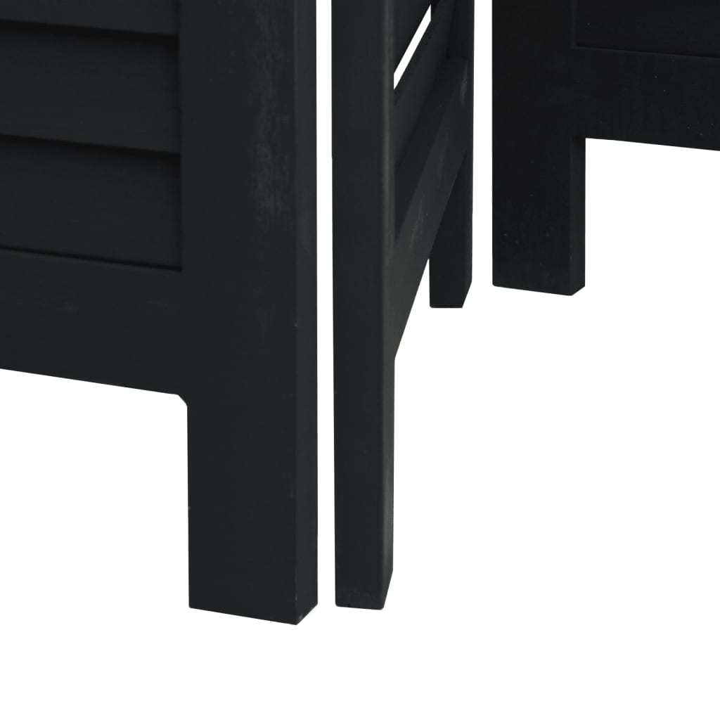 vidaXL Cloison de séparation 5 panneaux noir bois de paulownia massif