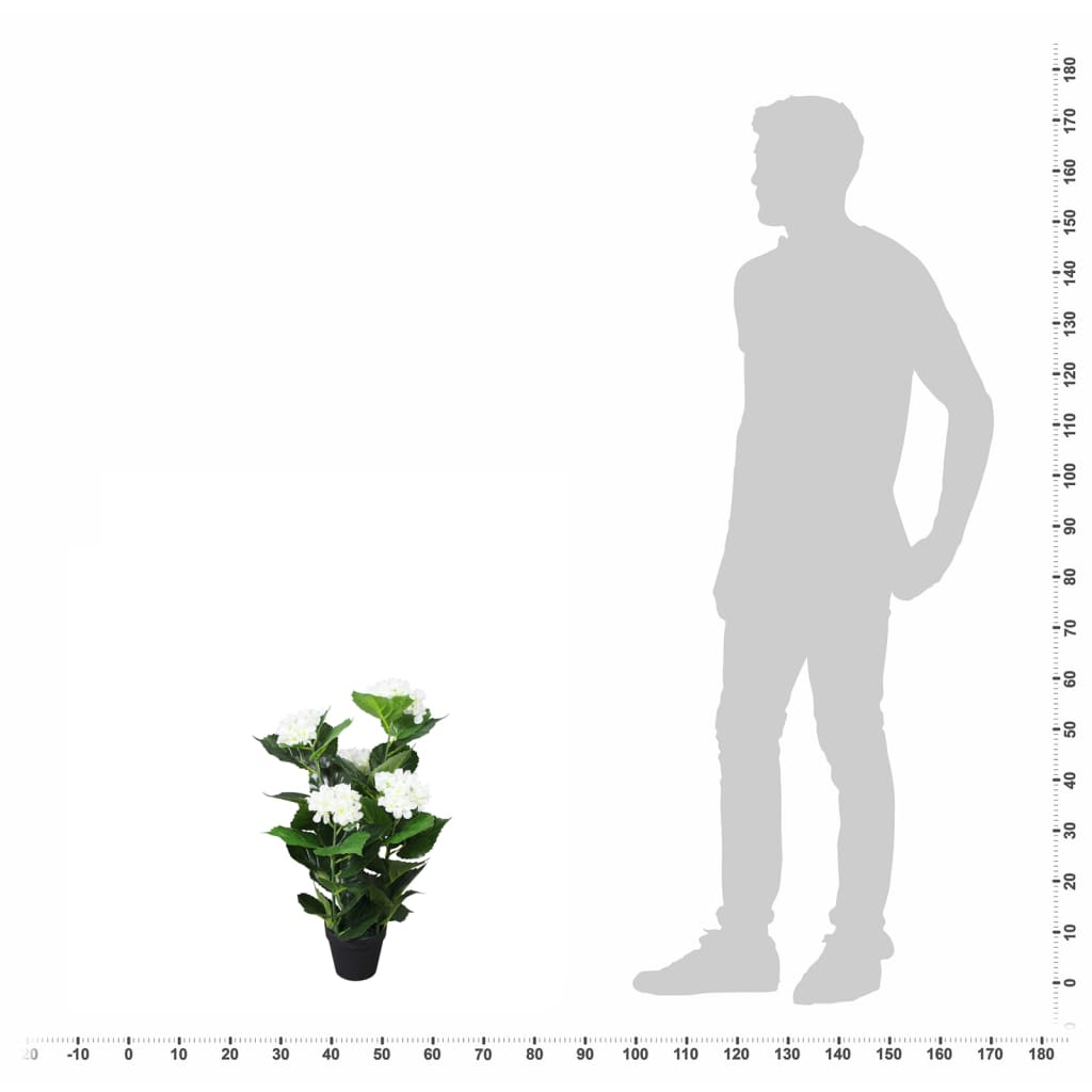 vidaXL Plante hortensia artificielle avec pot 60 cm Blanc